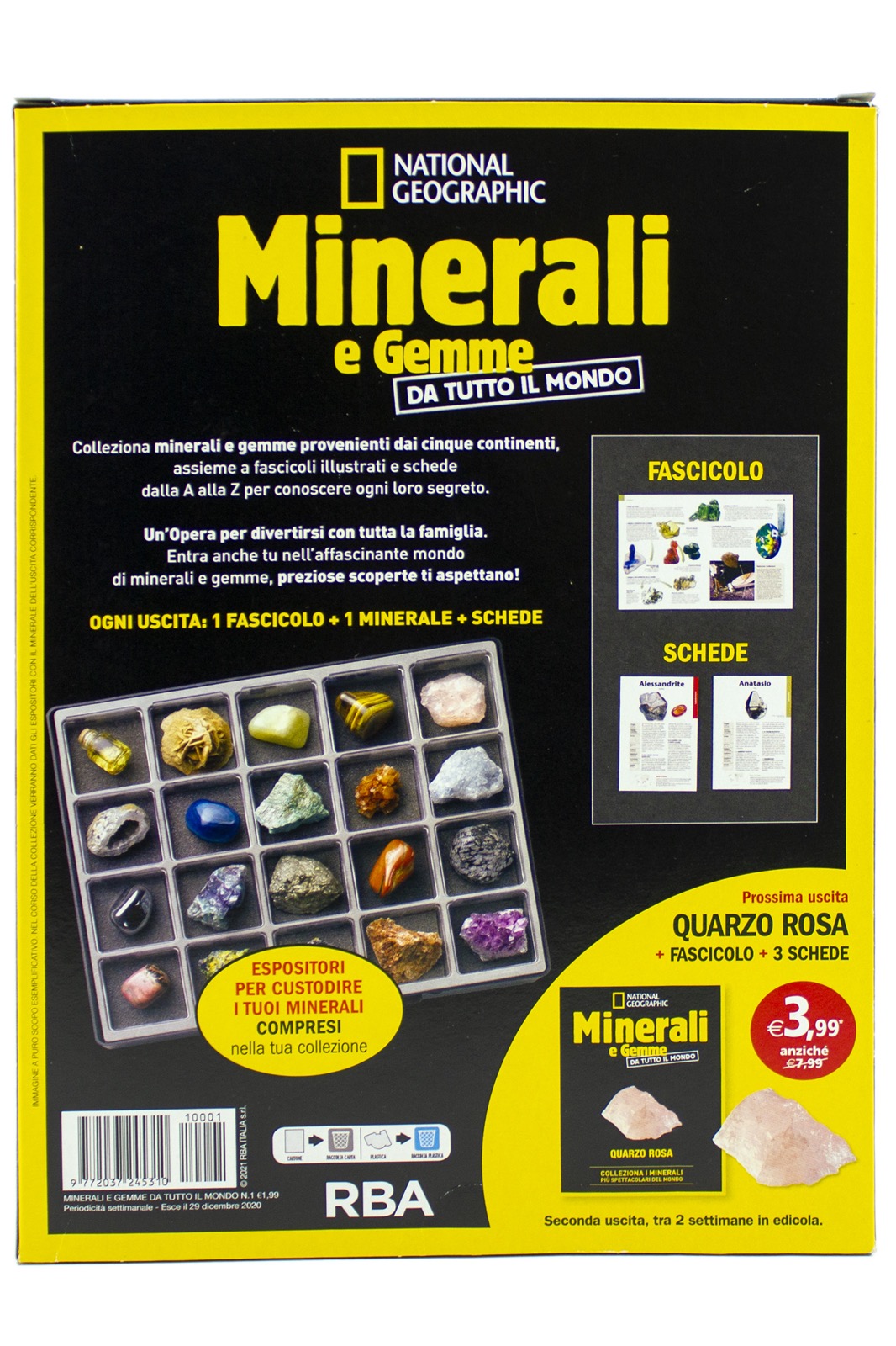 COLLEZIONE NATIONAL GEOGRAPHIC MINERALI E GEMME 1° USCITA ORO VERO 22  CARATI