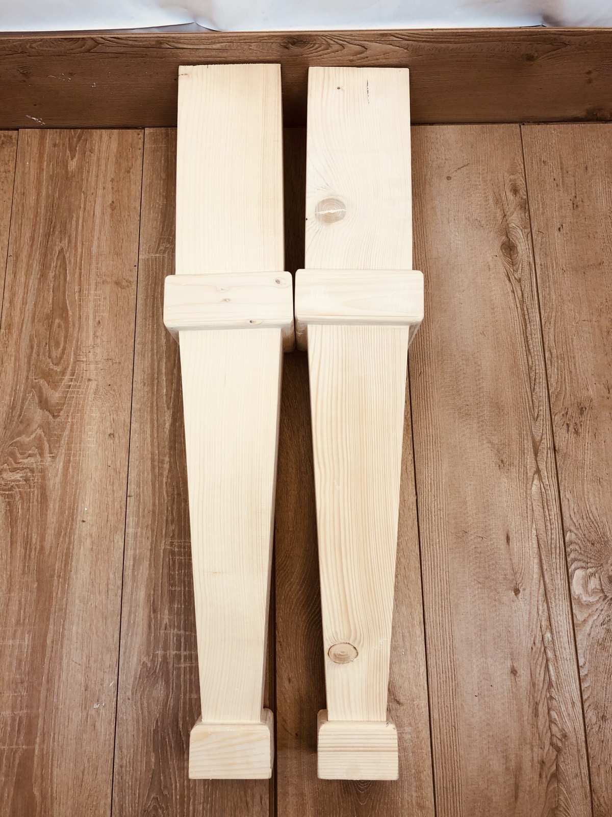 4 Gambe tavolo a spillo o quadrate in legno massello di abete 14x11h90 SU  MISURA